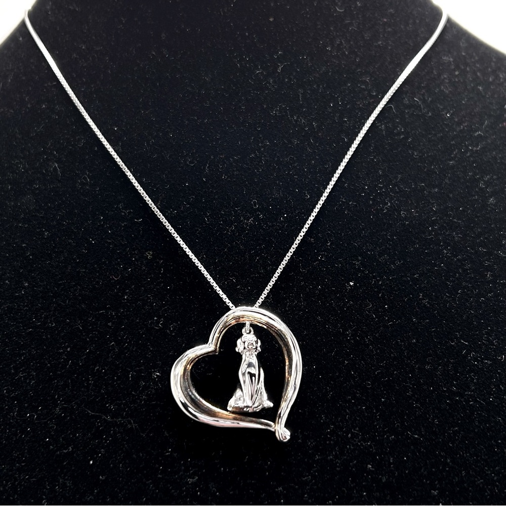 The Bradford Exchange, Sterling Silver Necklace, I Love Labs, Heart Pendant, Dog - Picture 8 of 8
